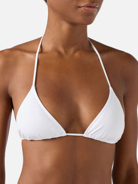 Bikini triangle blanc Leah Naomi avec liens à nouer 