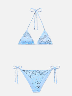 Bikini Leah Virgo con stampa bandana azzurra