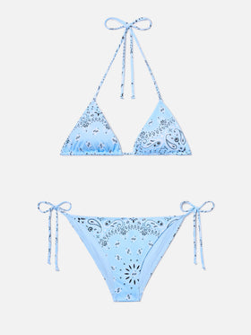 Bikini Leah Virgo con stampa bandana azzurra