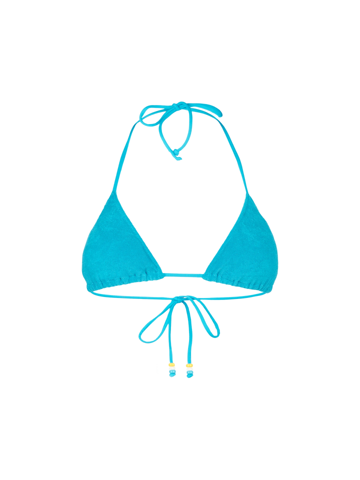 Woman terry triangle top swimsuit with charms