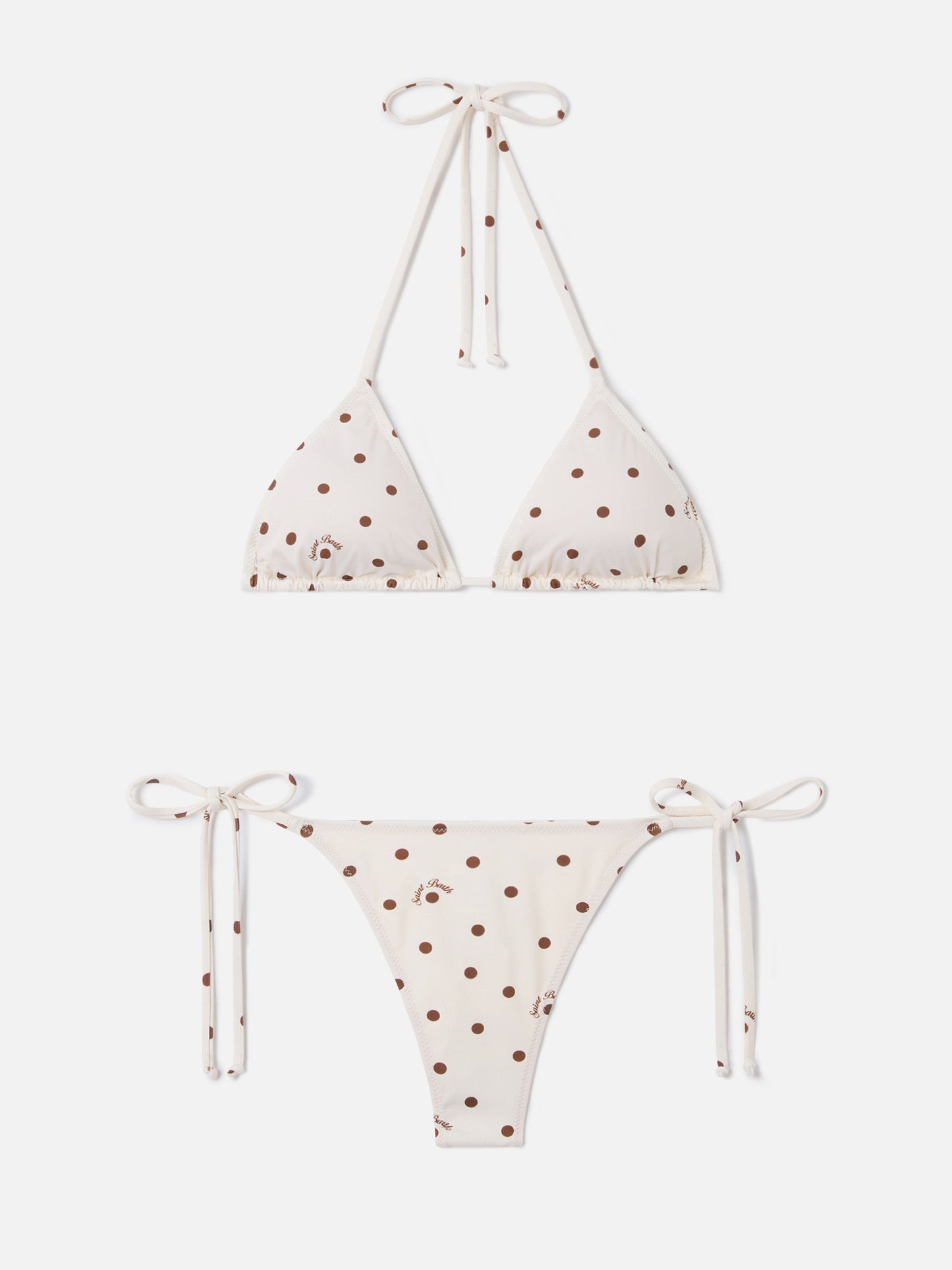 Bikini Leah Norah con stampa pois beige e marrone