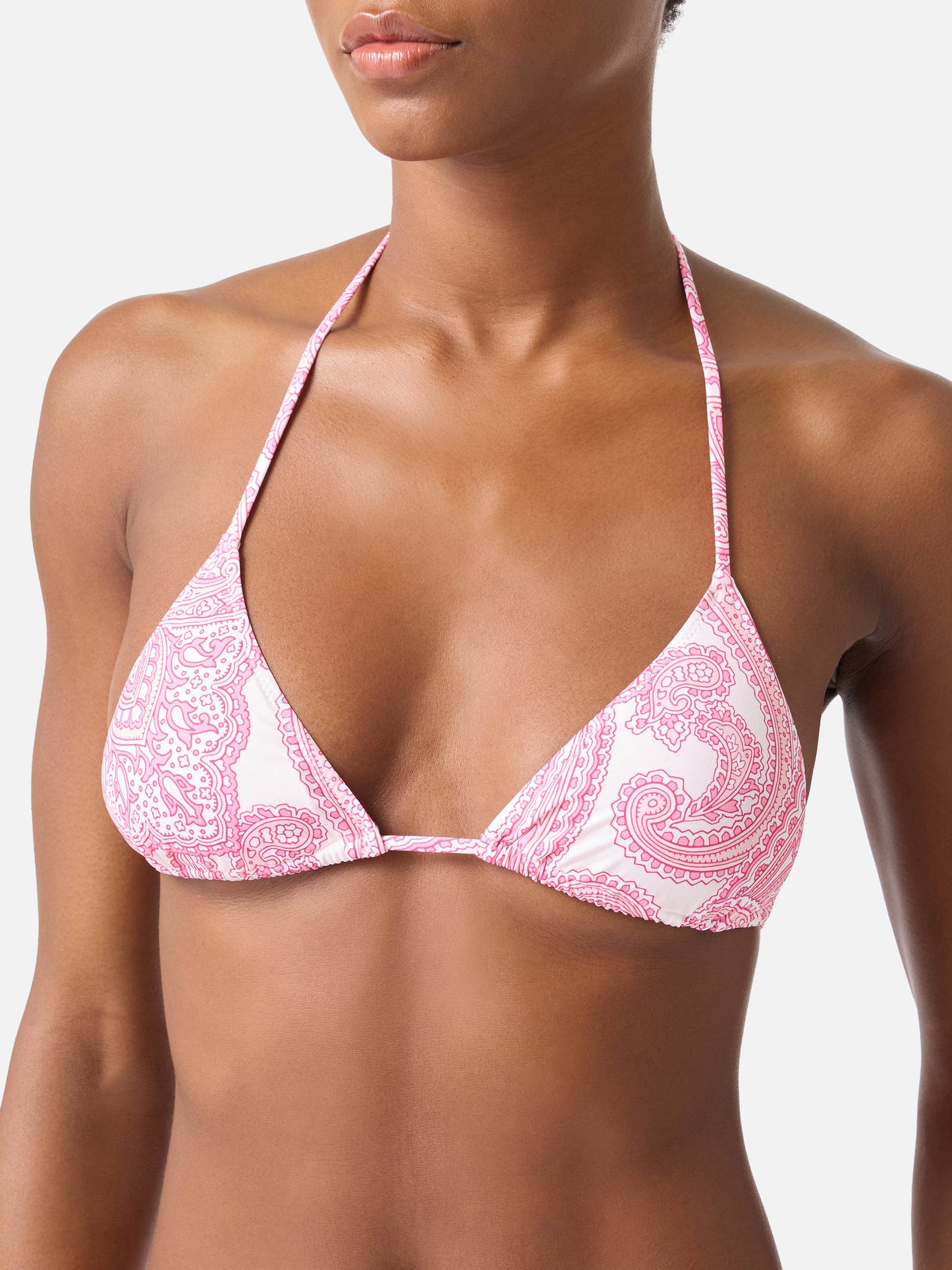 Top de bikini triangular Leah Pink paisley 