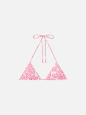 Top de bikini triangular Leah Pink paisley 