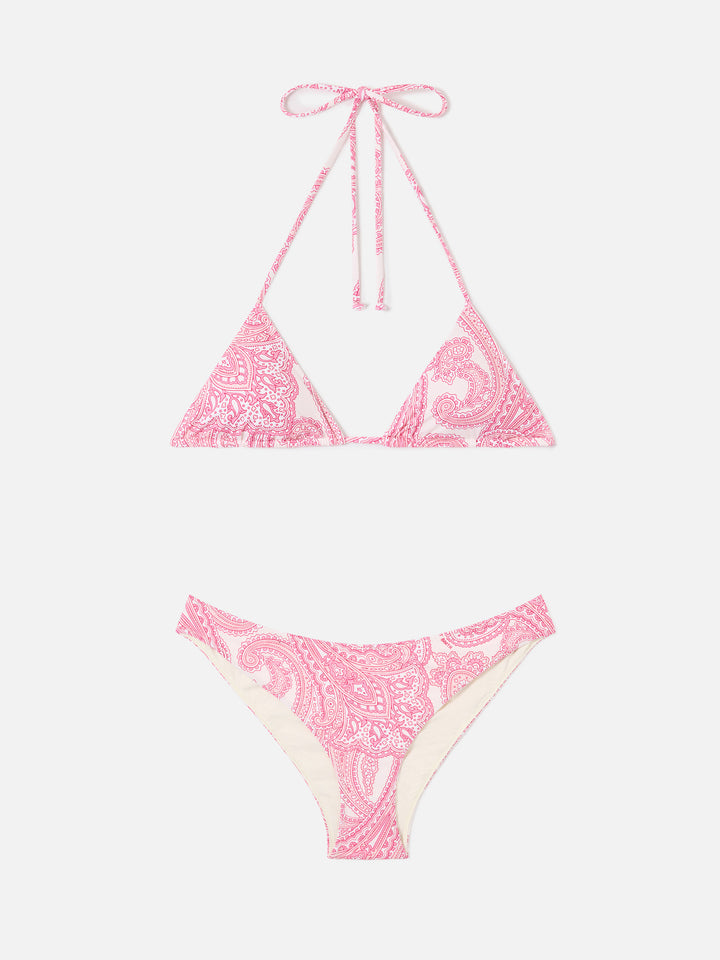 Bikini Leah Lido triangolo stampa paisley rosa
