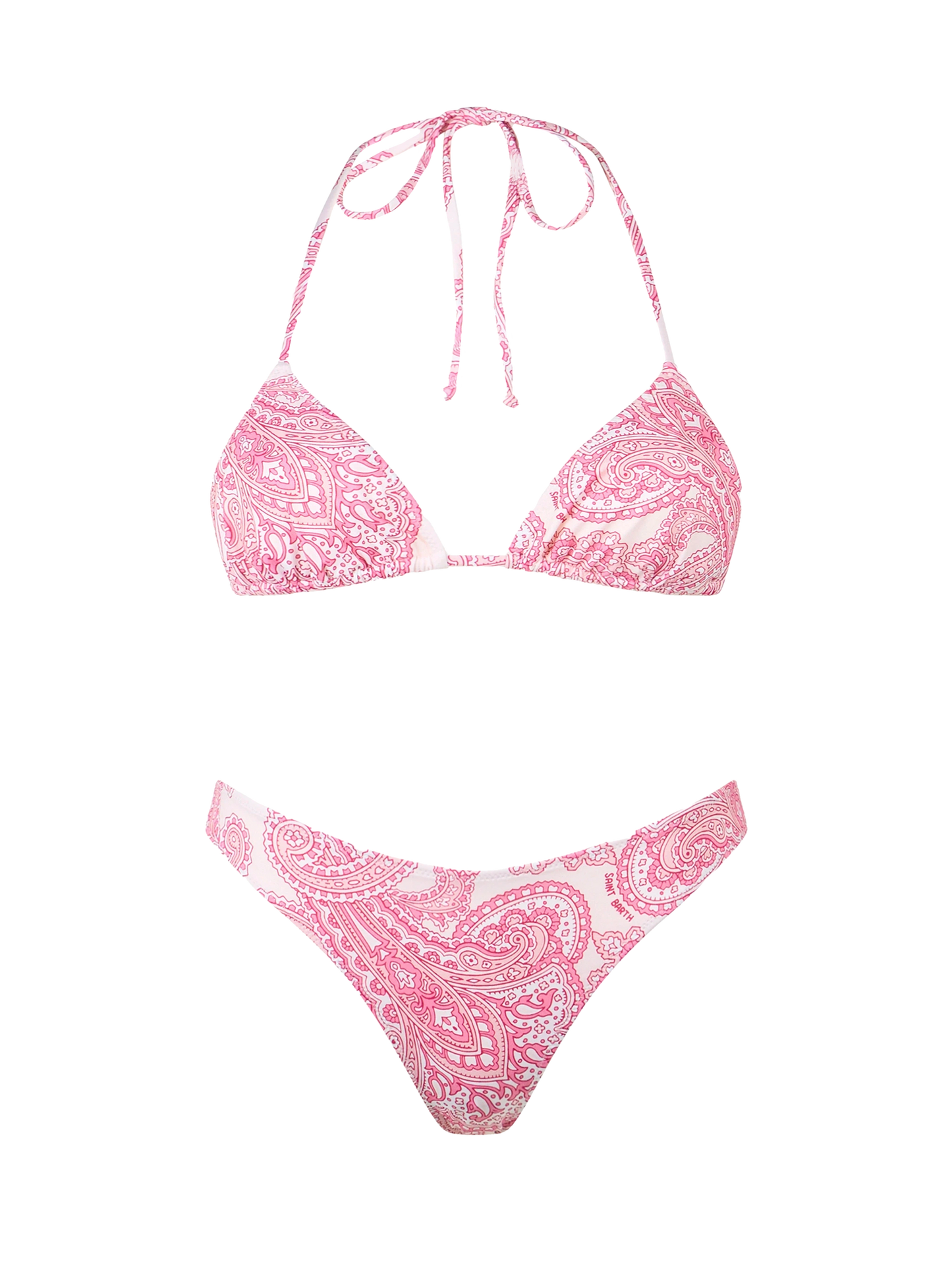Woman pink paisley triangle bikini Leah Lido - MC2 Saint Barth
