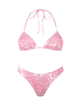 Woman pink paisley triangle bikini Leah Lido - MC2 Saint Barth