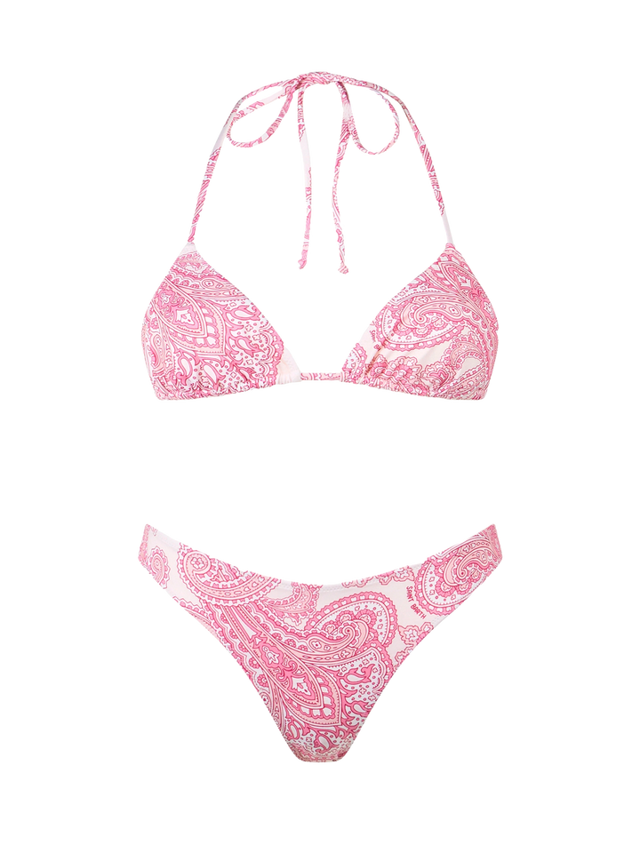 Woman pink paisley triangle bikini Leah Lido - MC2 Saint Barth