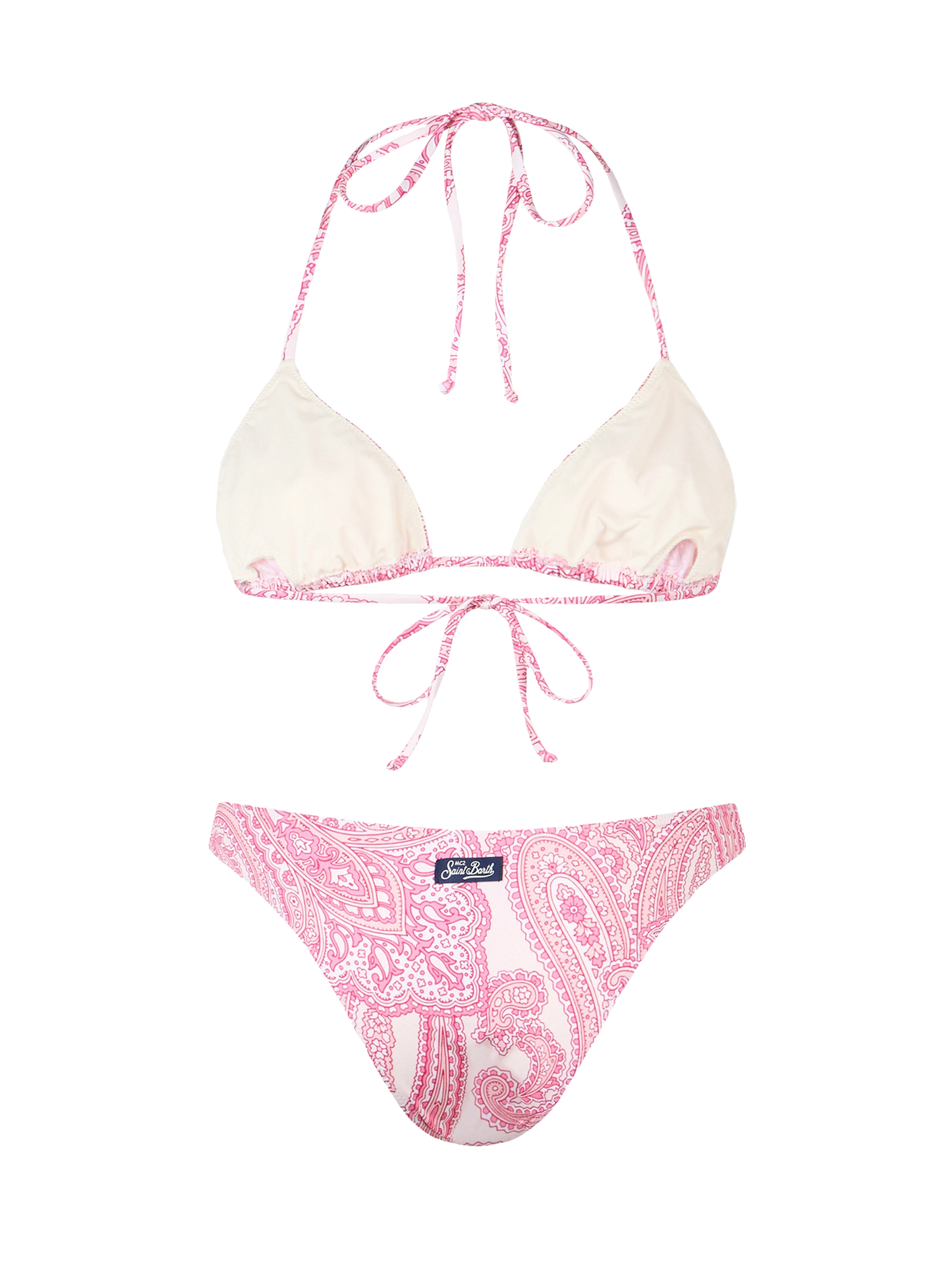 Woman pink paisley triangle bikini Leah Lido - MC2 Saint Barth