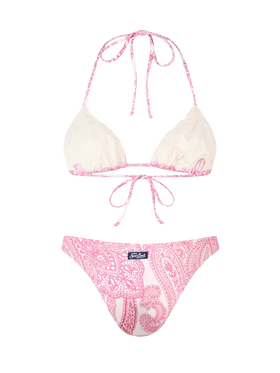 Woman pink paisley triangle bikini Leah Lido - MC2 Saint Barth