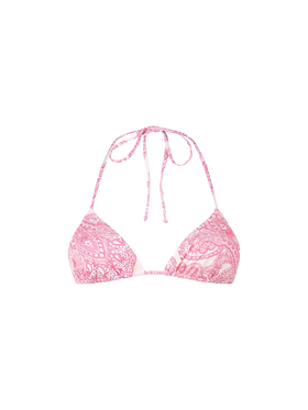 Woman pink paisley triangle top swimsuit Leah - MC2 Saint Barth