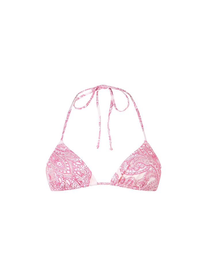 Woman pink paisley triangle top swimsuit Leah - MC2 Saint Barth
