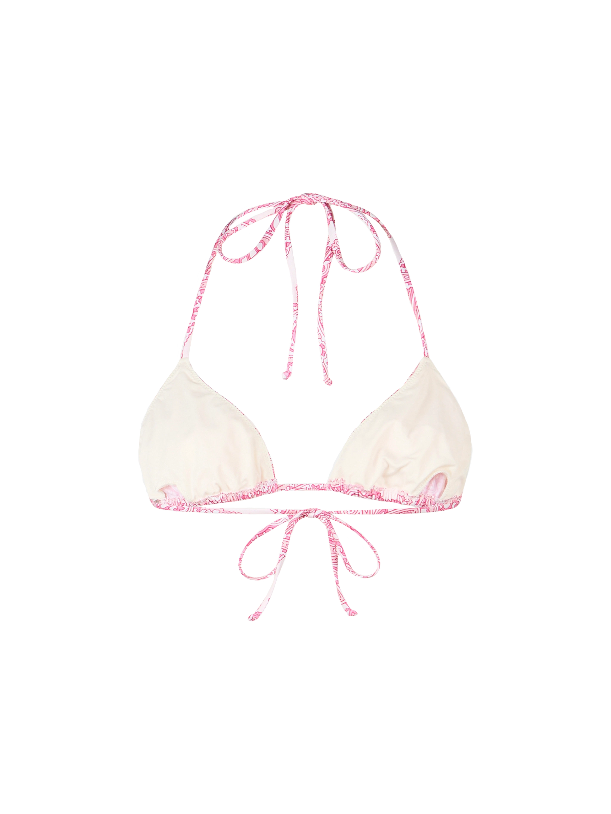 Woman pink paisley triangle top swimsuit Leah - MC2 Saint Barth