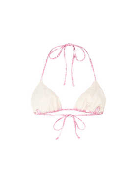 Woman pink paisley triangle top swimsuit Leah - MC2 Saint Barth