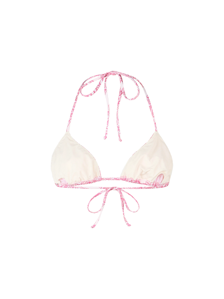 Woman pink paisley triangle top swimsuit Leah - MC2 Saint Barth