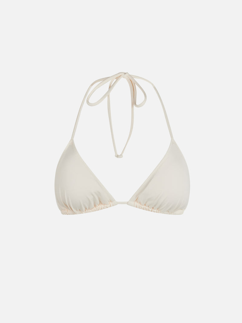 Woman cream triangle top swimsuit Leah