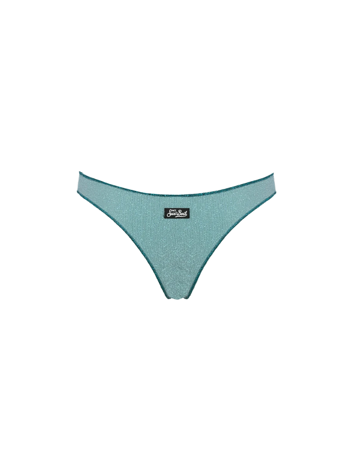 Woman water green lurex cheeky swim briefs Naomi - MC2 Saint Barth