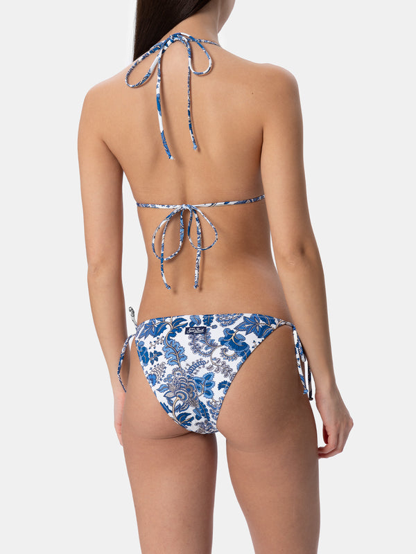 Damen-Triangel-Bikini mit Fantasieblumen, Leah Jungfrau