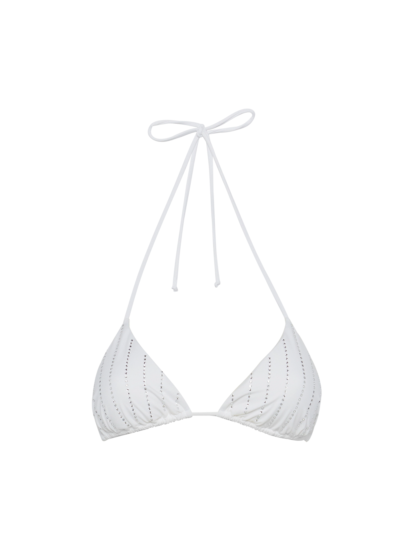 Leah triangle top swimsuit with striped rhinestone embellishment