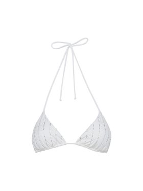 Leah triangle top swimsuit with striped rhinestone embellishment