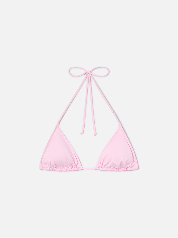 Top bikini Leah triangolo con laccetti rosa chiaro 