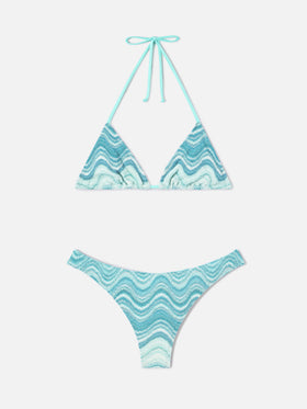 Bikini Leah Naomi in tessuto raschel degradé verde acqua
