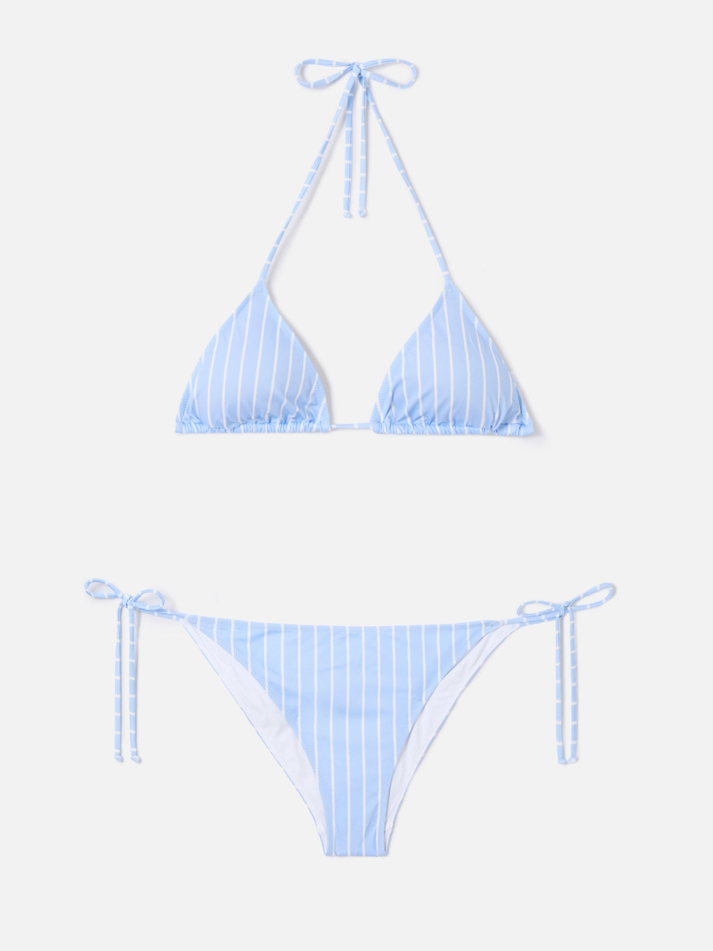 Bikini Leah Virgo a righe verticali azzurro e bianco