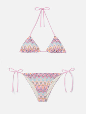 Bikini Leah Teen in raschel multicolor nei toni del rosa