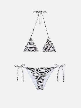 Bikini Leah Teen con stampa zebrata bianco e nero