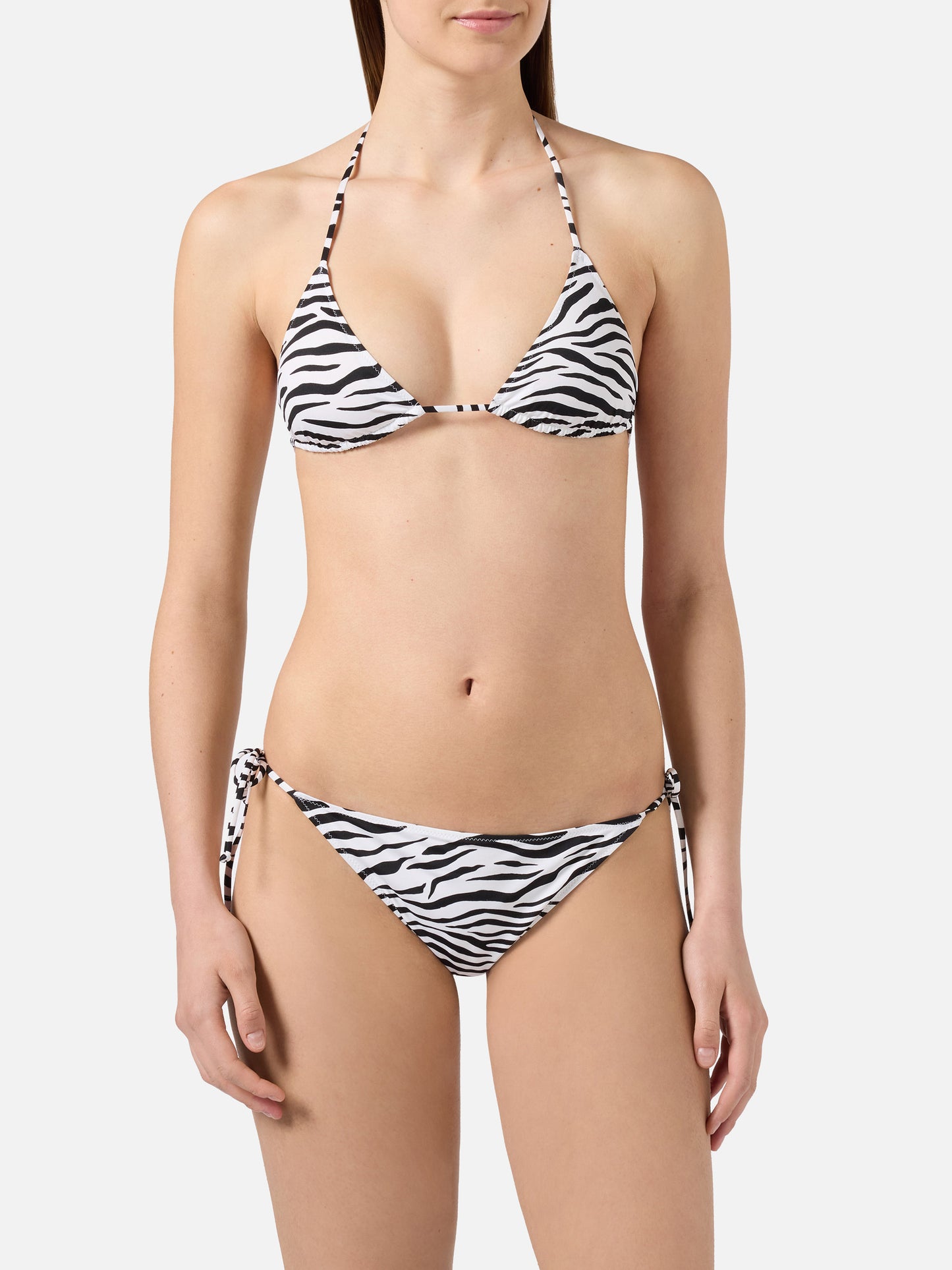 Bikini Leah Teen con stampa zebrata bianco e nero