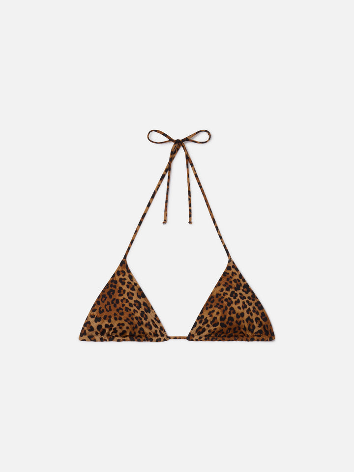 Leah triangle bikini top with leopard print