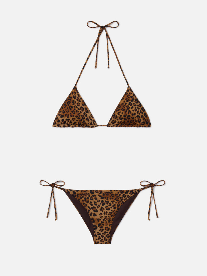 Bikini a triangolo Leah Virgo con stampa leopardata