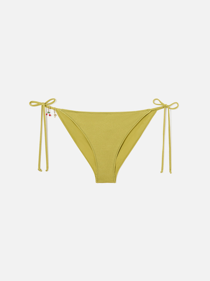 Bikini a triangolo Leah Virgo glossy finish verde pistacchio con charms