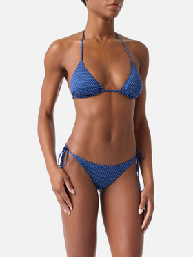 Bikini a triangolo Leah Virgo con stampa a  micro pois