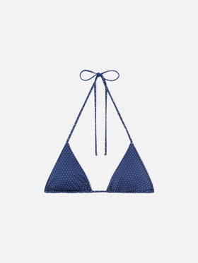Leah Triangel-Bikinioberteil mit Mikro-Polka-Dots-Print 