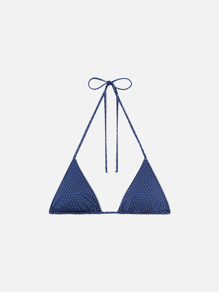 Haut de bikini triangle Leah avec imprimé à micro pois 