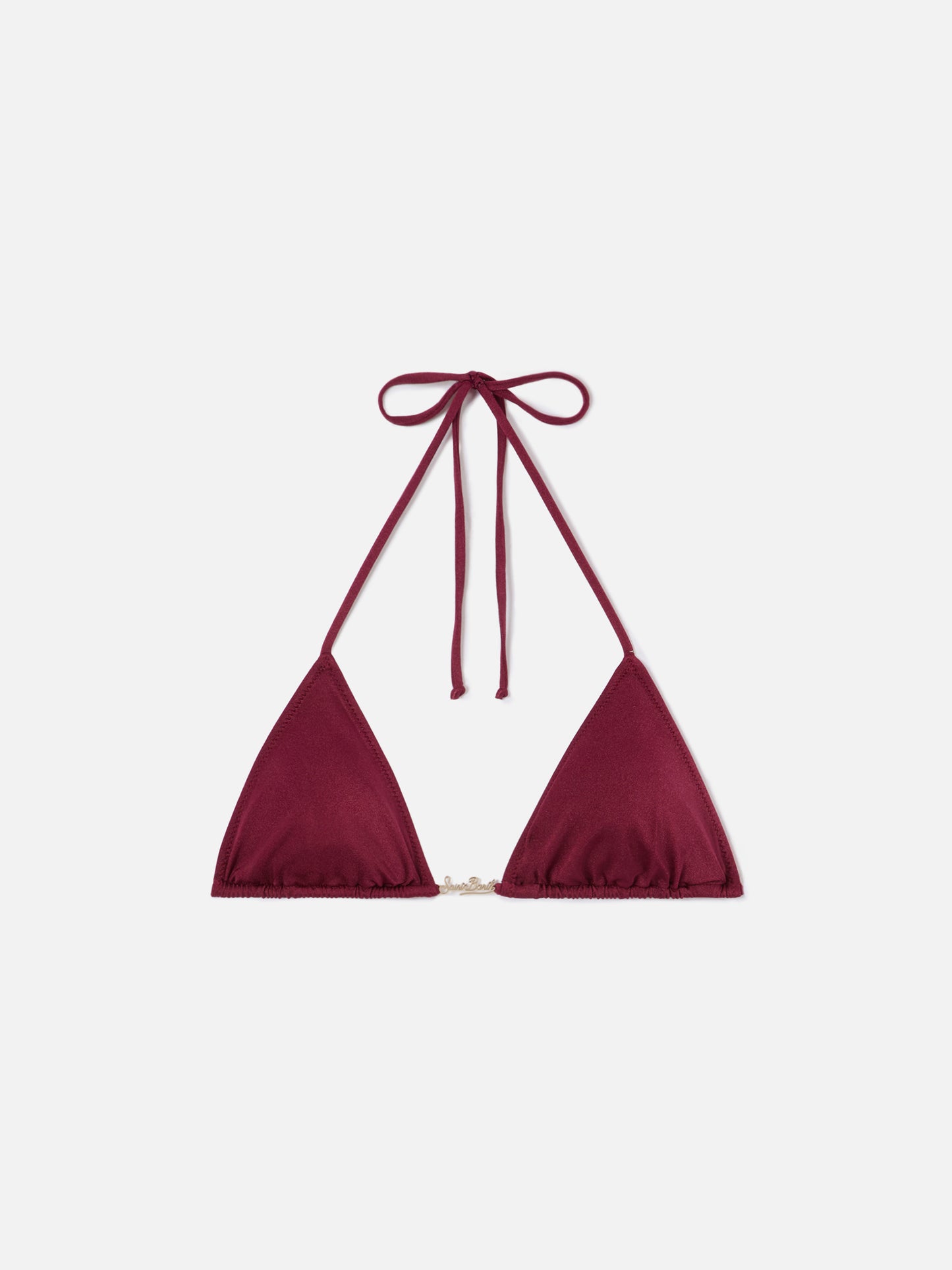 Top bikini Leah Plate triangolo in tessuto glossy finish bordeaux