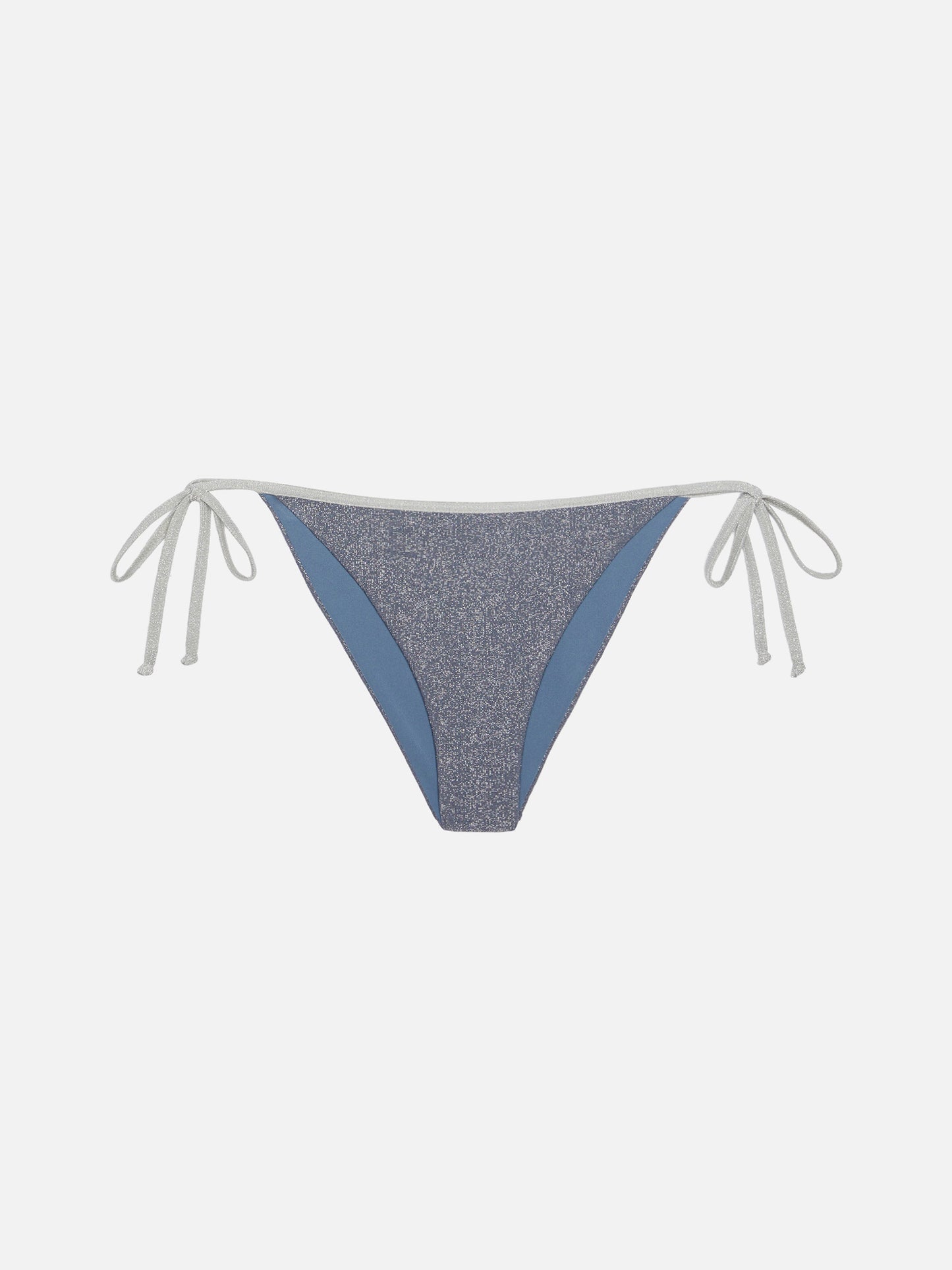 Marielle slip mare classico in lurex color avio blue con profilo argento