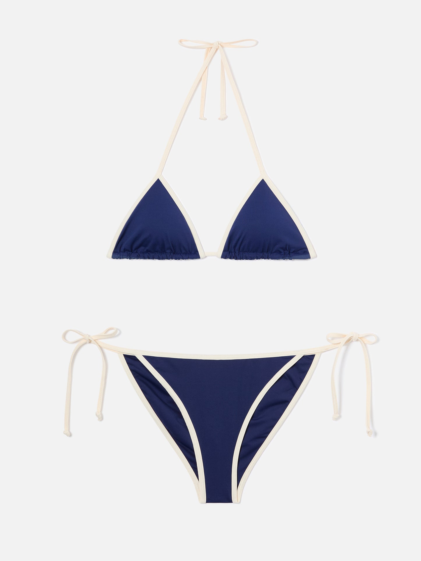 Bikini Leah Virgo String blu con profili a contrasto