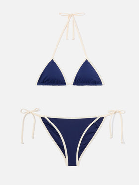 Bikini Leah Virgo String blu con profili a contrasto