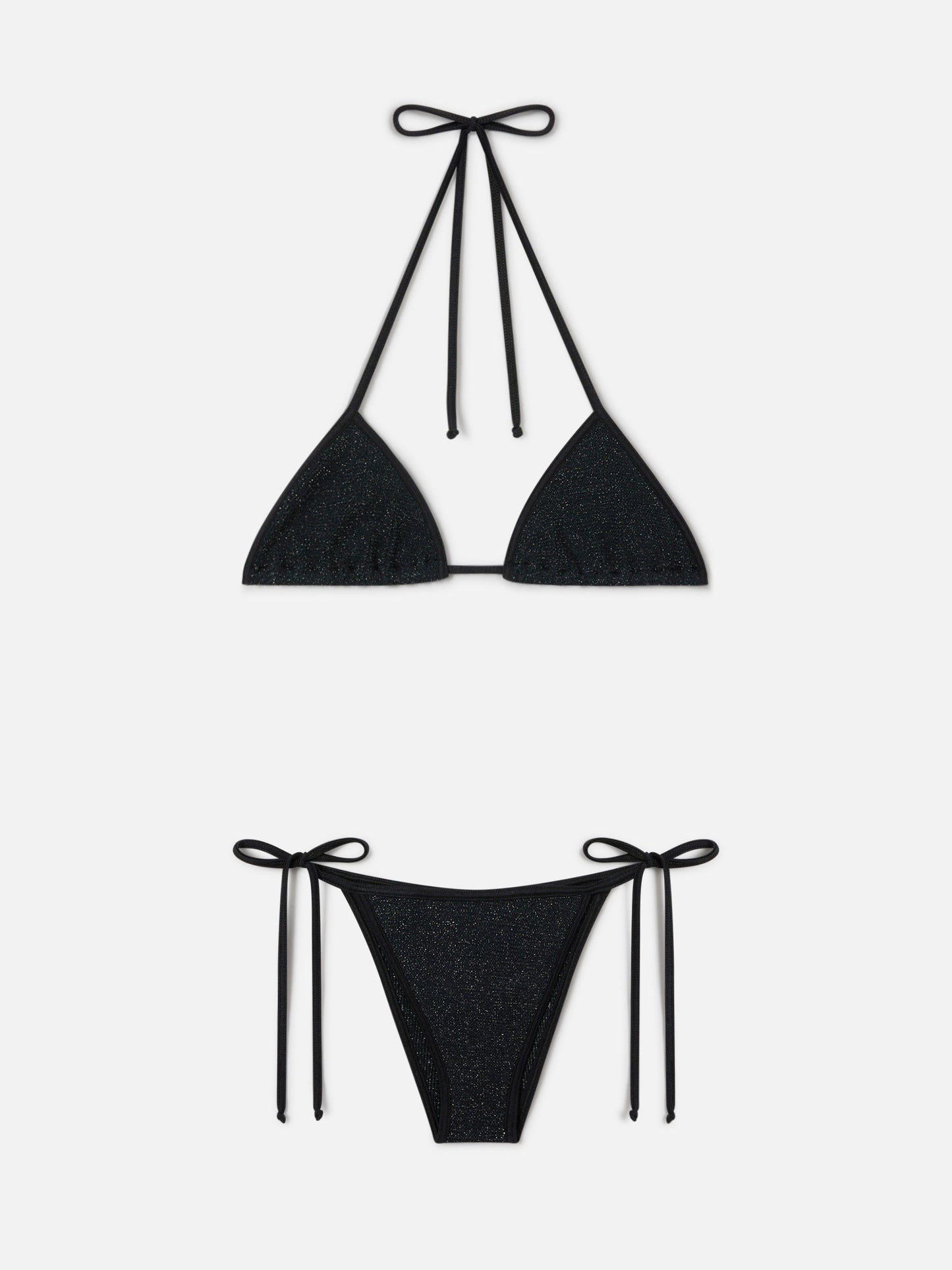 Bikini Leah Marielle String in tessuto crinkle lurex nero