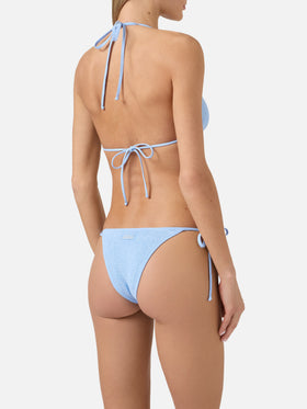 Bikini a triangolo Leah Marielle in crinkle azzurro