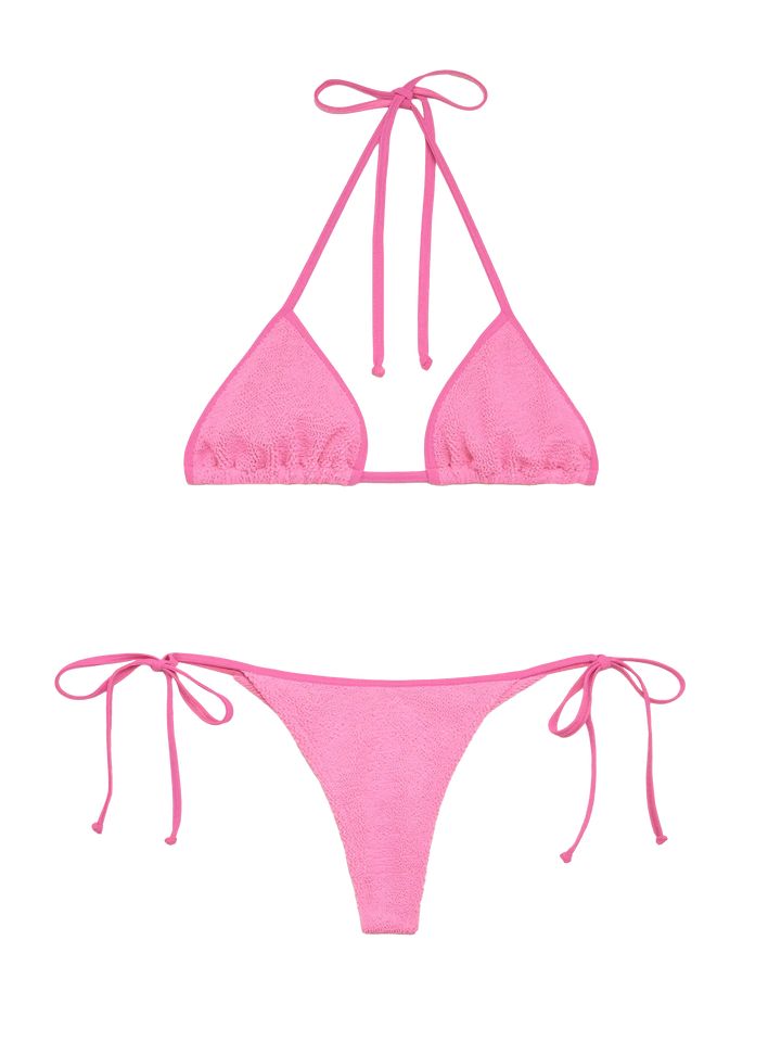 Classic crinkle triangle bikini Leah Norah in pink - MC2 Saint Barth