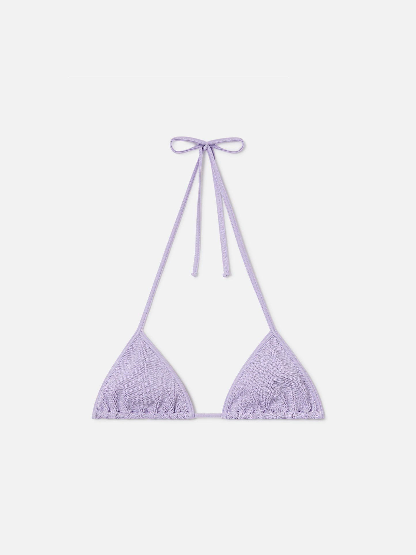 Top bikini Leah String triangolo in tessuto crinkle lurex lilla