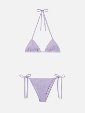 Leah Marielle crinkle lurex lilla bikini