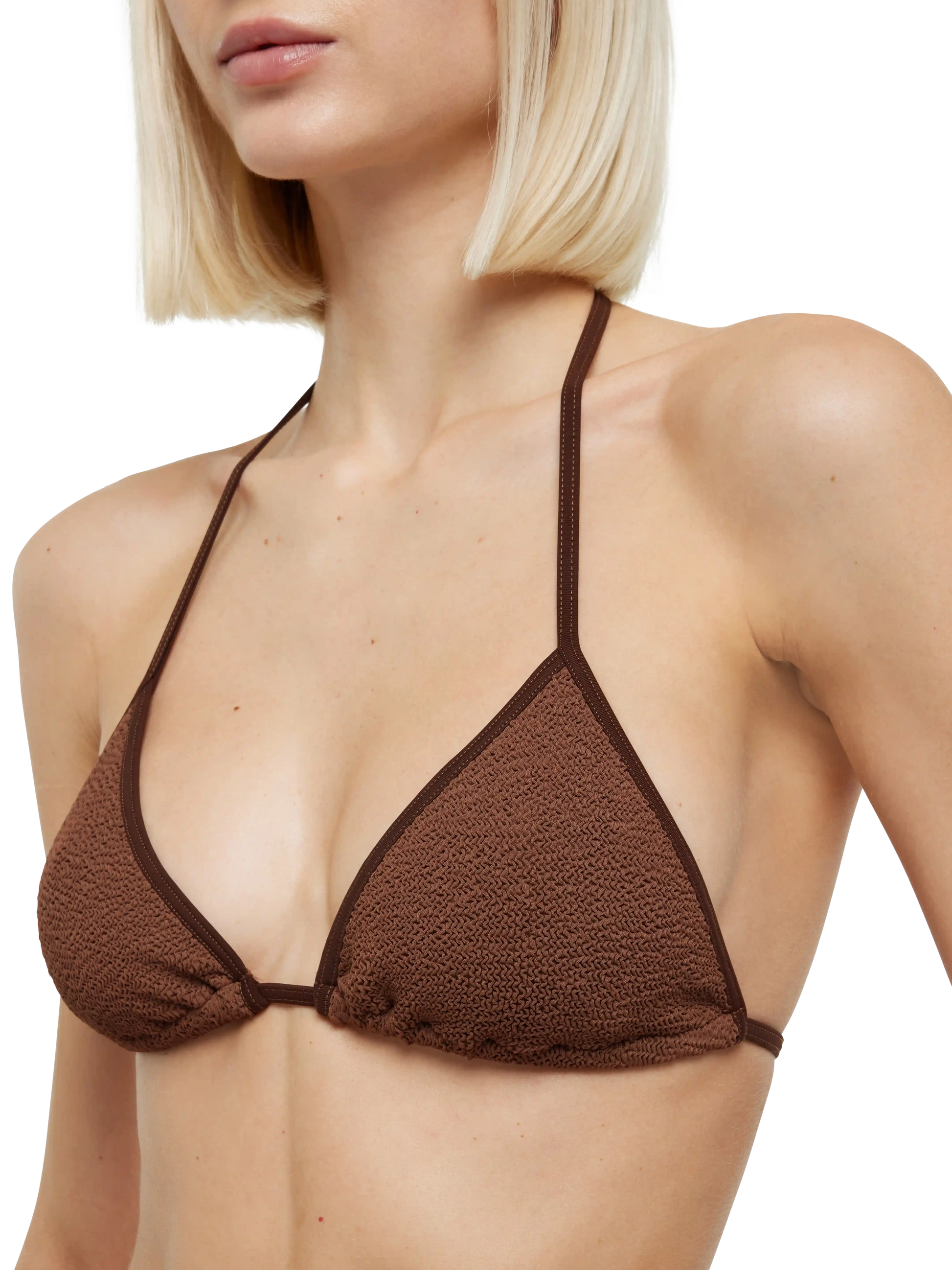 Leah brown crinkle triangle top - MC2 Saint Barth