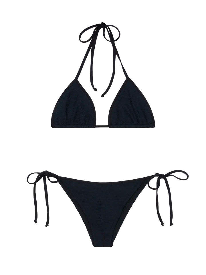 Classic triangle bikini in black crinkle Leah Marielle - MC2 Saint Barth