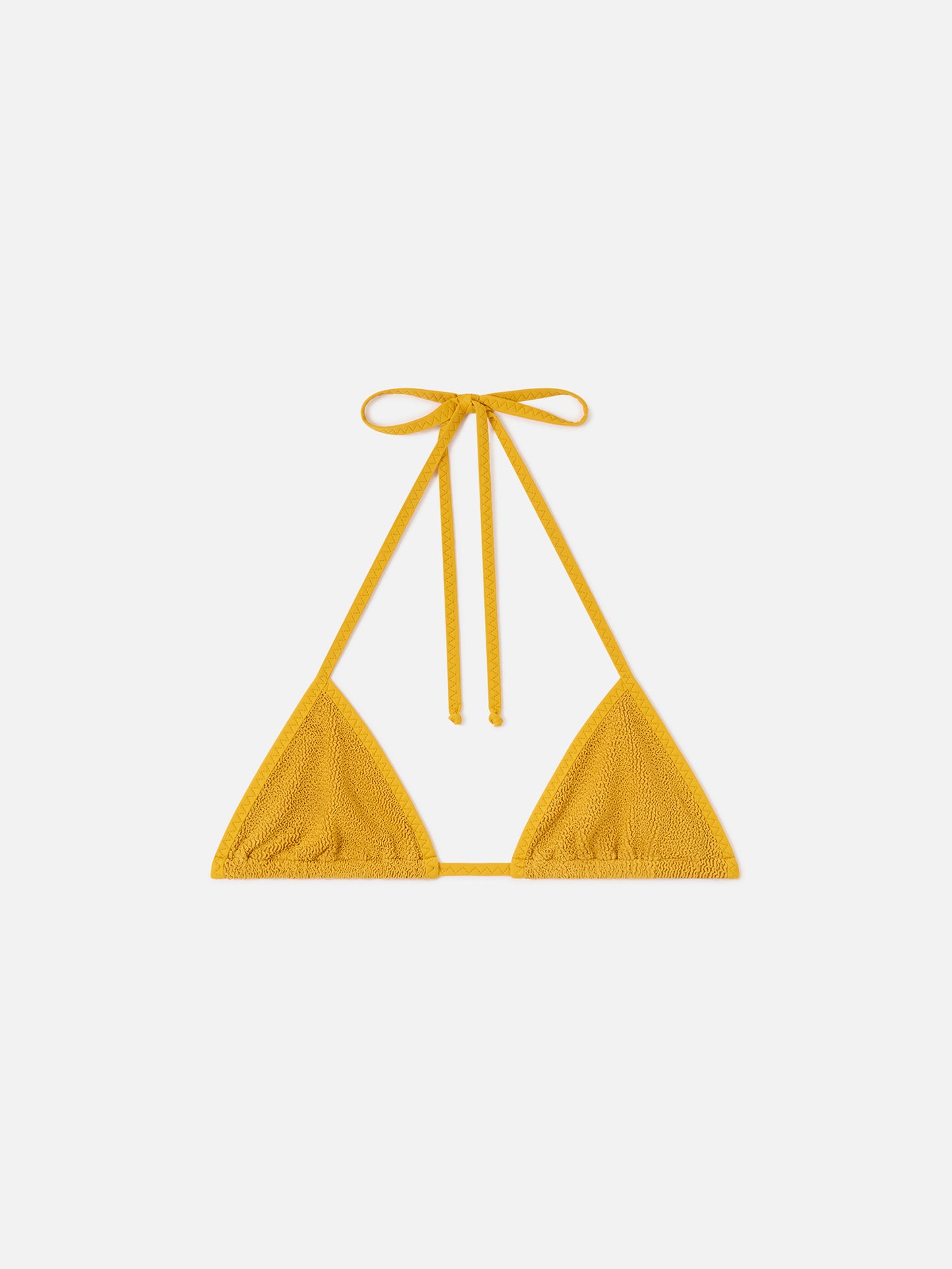 Top de bikini triangular de crinkle con tiras Ochre Leah 