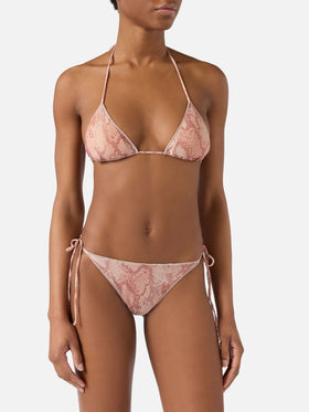 Bikini Leah Marielle Overlock in tessuto lurex con stampa pitonata 