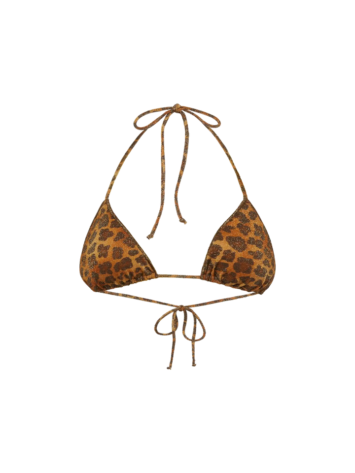Leah lurex triangle top with animalier print - MC2 Saint Barth