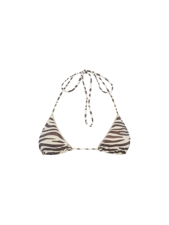 Leah lurex triangle top with zebra print - MC2 Saint Barth